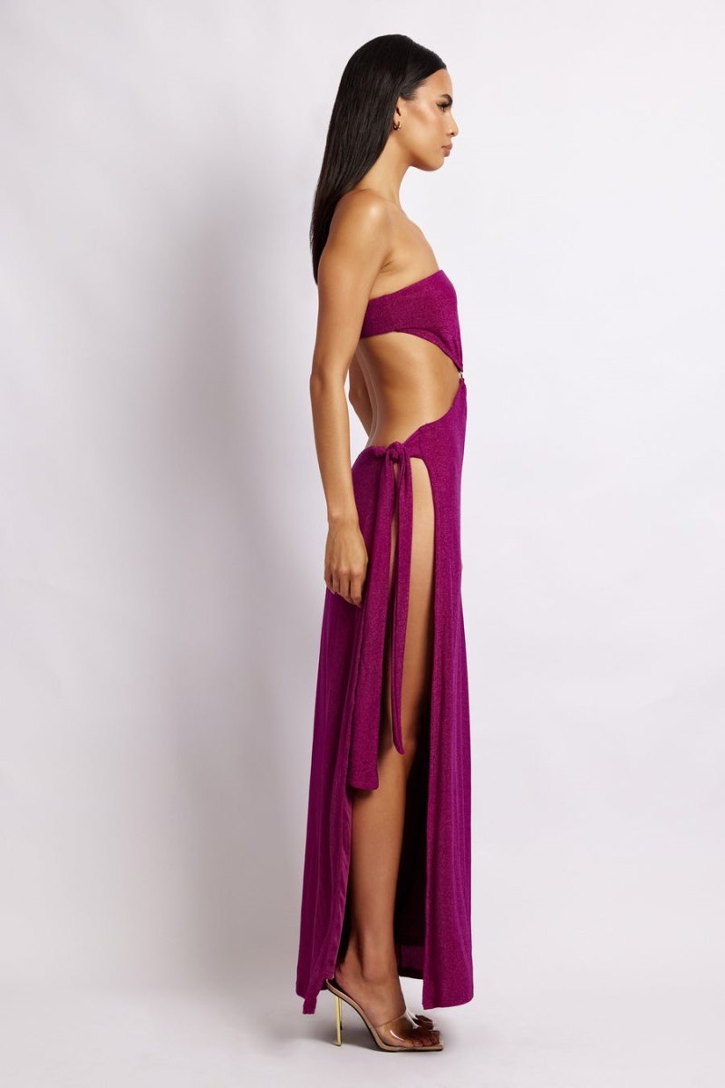 Women's Meshki Sierra Strapless Shimmer Maxi Dress Purple Australia | I9M-1290