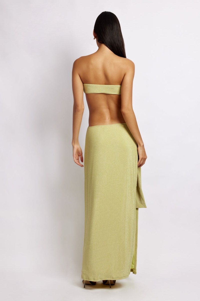 Women's Meshki Sierra Strapless Shimmer Maxi Dress Green Australia | M2Z-4002