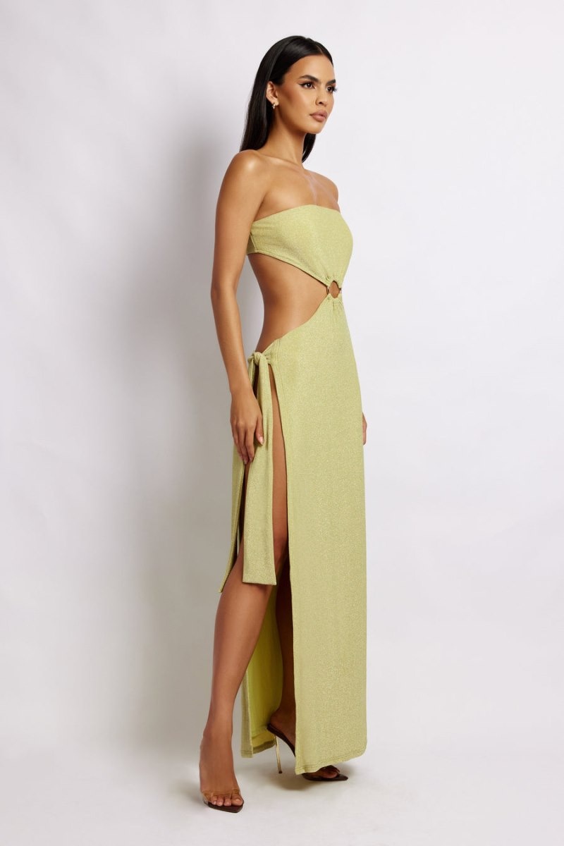 Women's Meshki Sierra Strapless Shimmer Maxi Dress Green Australia | M2Z-4002