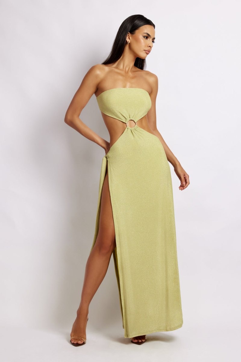 Women's Meshki Sierra Strapless Shimmer Maxi Dress Green Australia | M2Z-4002