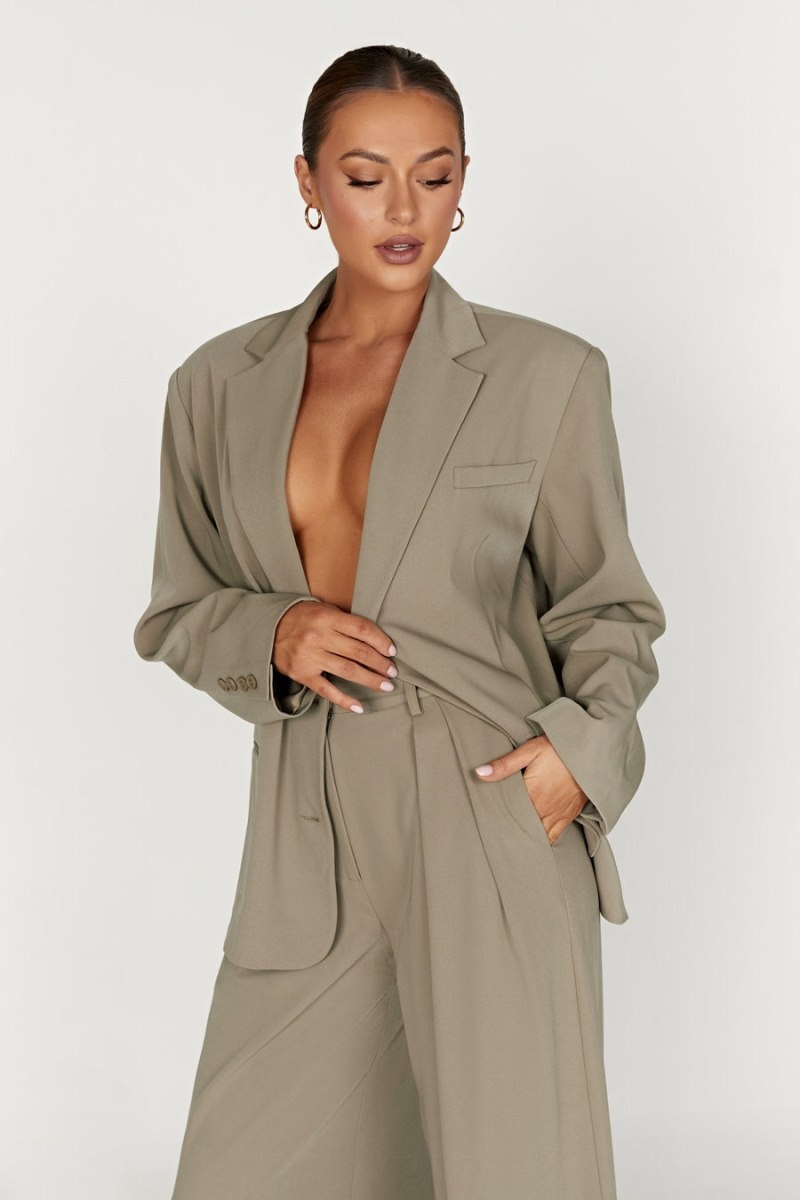 Women's Meshki Simone Oversized Blazers Olive Australia | E3A-2167