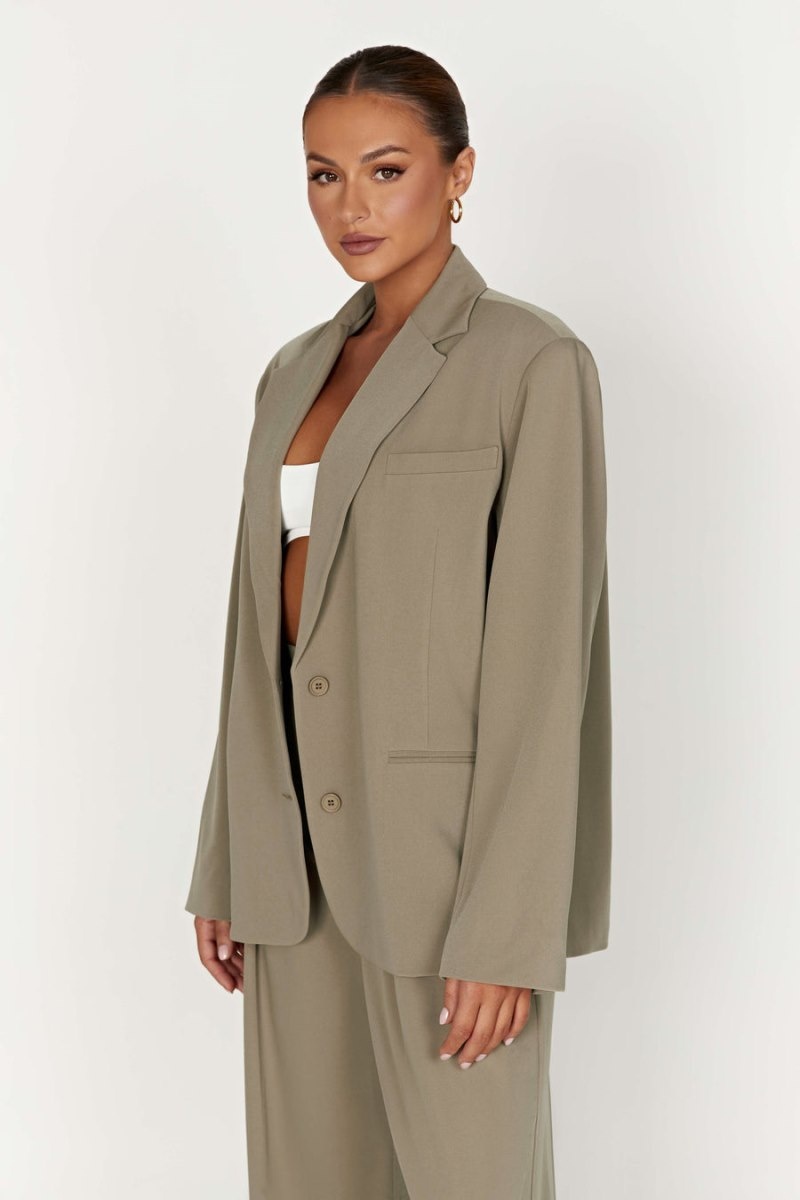 Women's Meshki Simone Oversized Blazers Olive Australia | E3A-2167