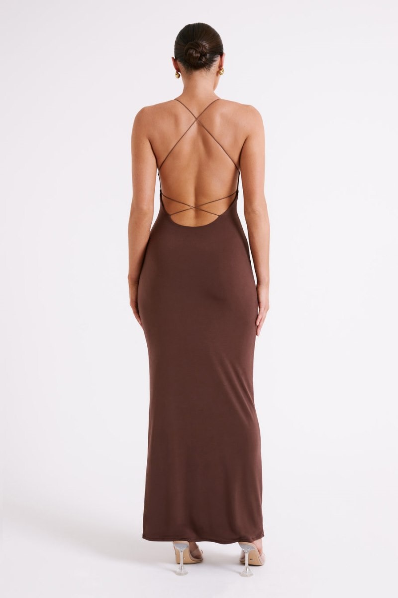 Women's Meshki Sinead Twist Maxi Dress Brown Australia | Q8I-3748