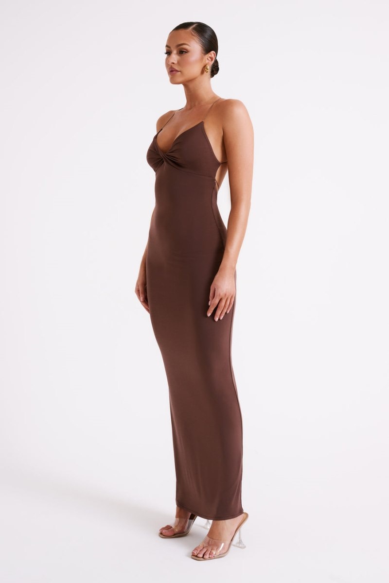 Women's Meshki Sinead Twist Maxi Dress Brown Australia | Q8I-3748