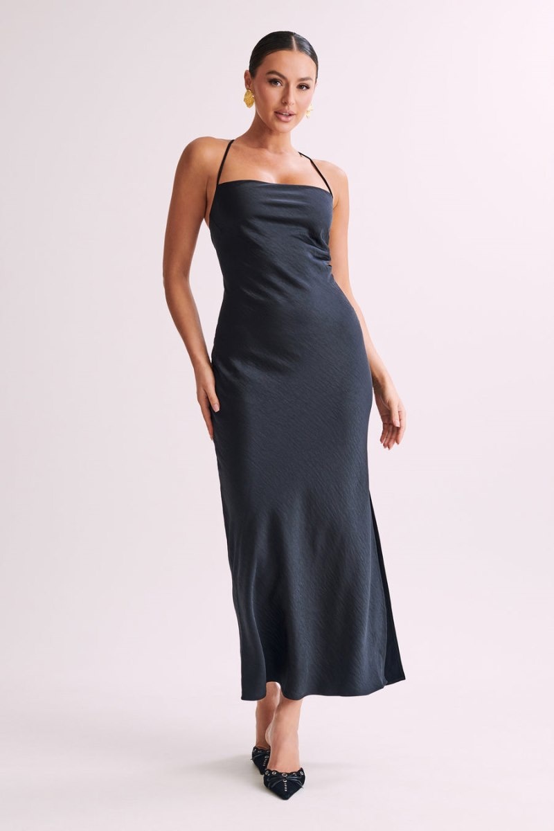 Women's Meshki Sydney Straight Neck Slip Maxi Dress Black Australia | X1K-8774