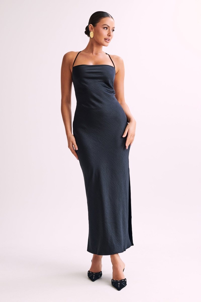 Women\'s Meshki Sydney Straight Neck Slip Maxi Dress Black Australia | X1K-8774