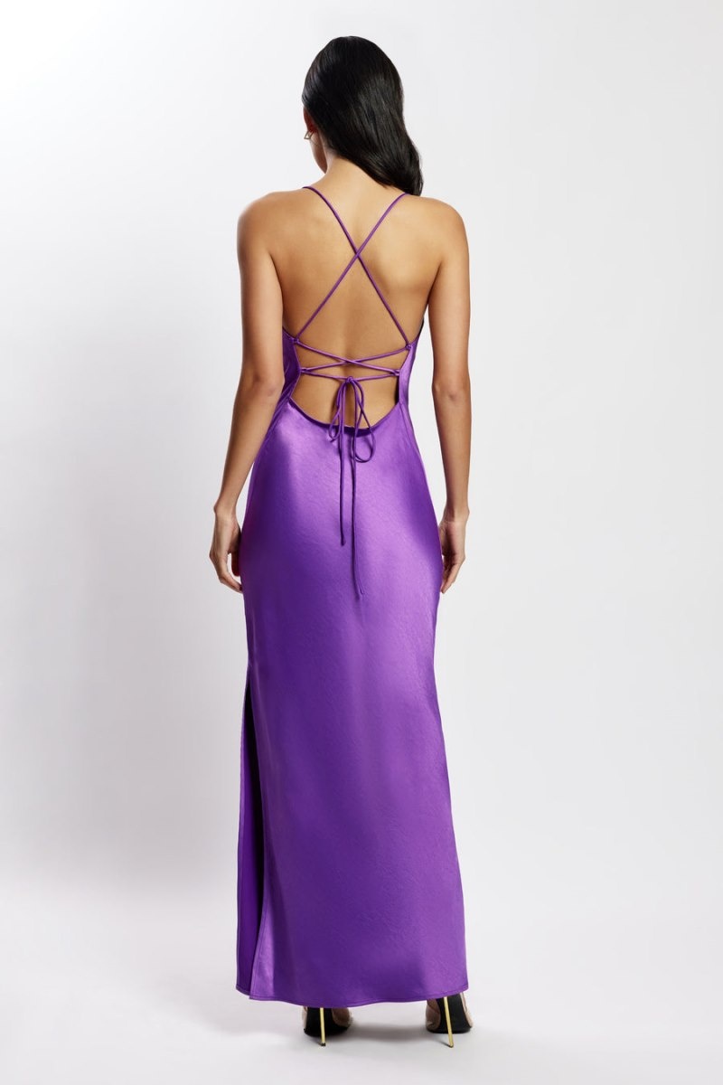 Women's Meshki Sydney Straight Neck Slip Maxi Dress Purple Australia | U3V-4284