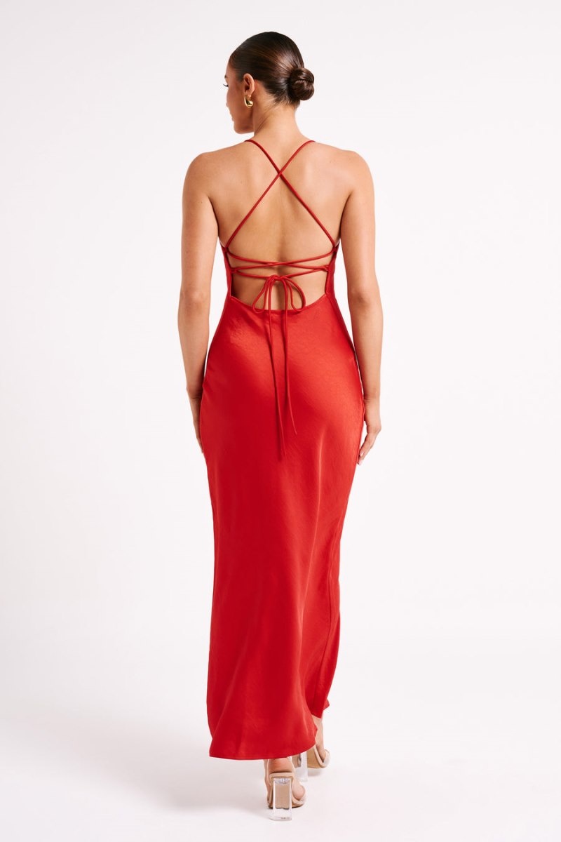 Women's Meshki Sydney Straight Neck Slip Maxi Dress Red Australia | T5Z-7118