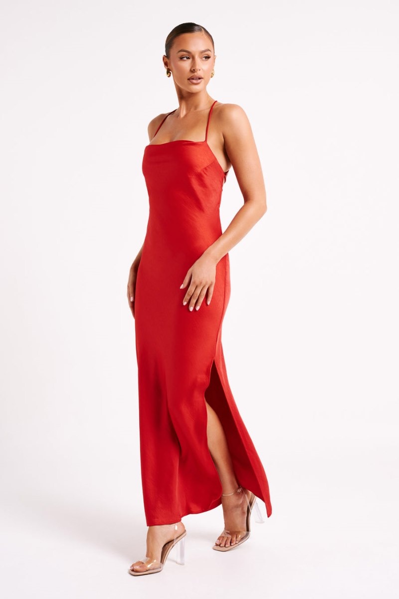 Women's Meshki Sydney Straight Neck Slip Maxi Dress Red Australia | T5Z-7118