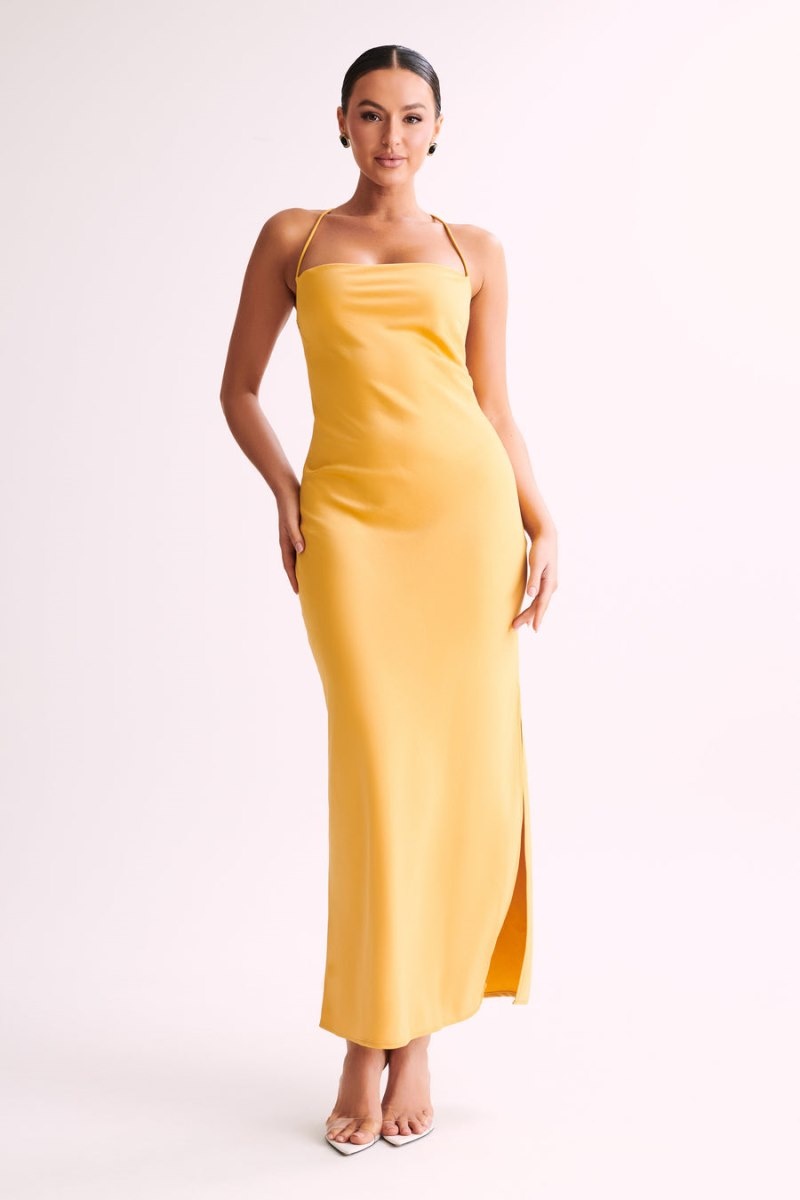 Women's Meshki Sydney Straight Neck Slip Maxi Dress Yellow Australia | K1Z-1666