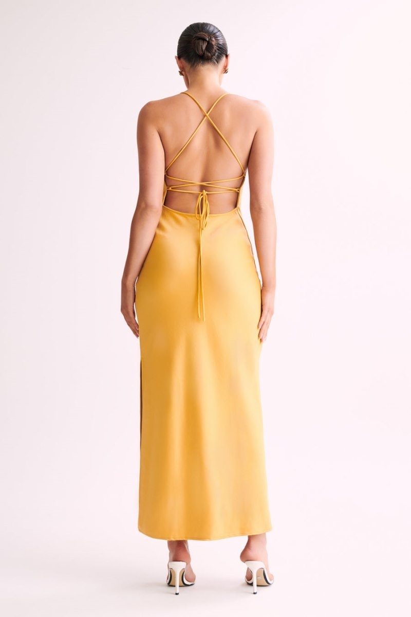 Women's Meshki Sydney Straight Neck Slip Maxi Dress Yellow Australia | K1Z-1666