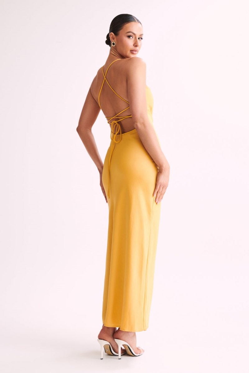 Women's Meshki Sydney Straight Neck Slip Maxi Dress Yellow Australia | K1Z-1666