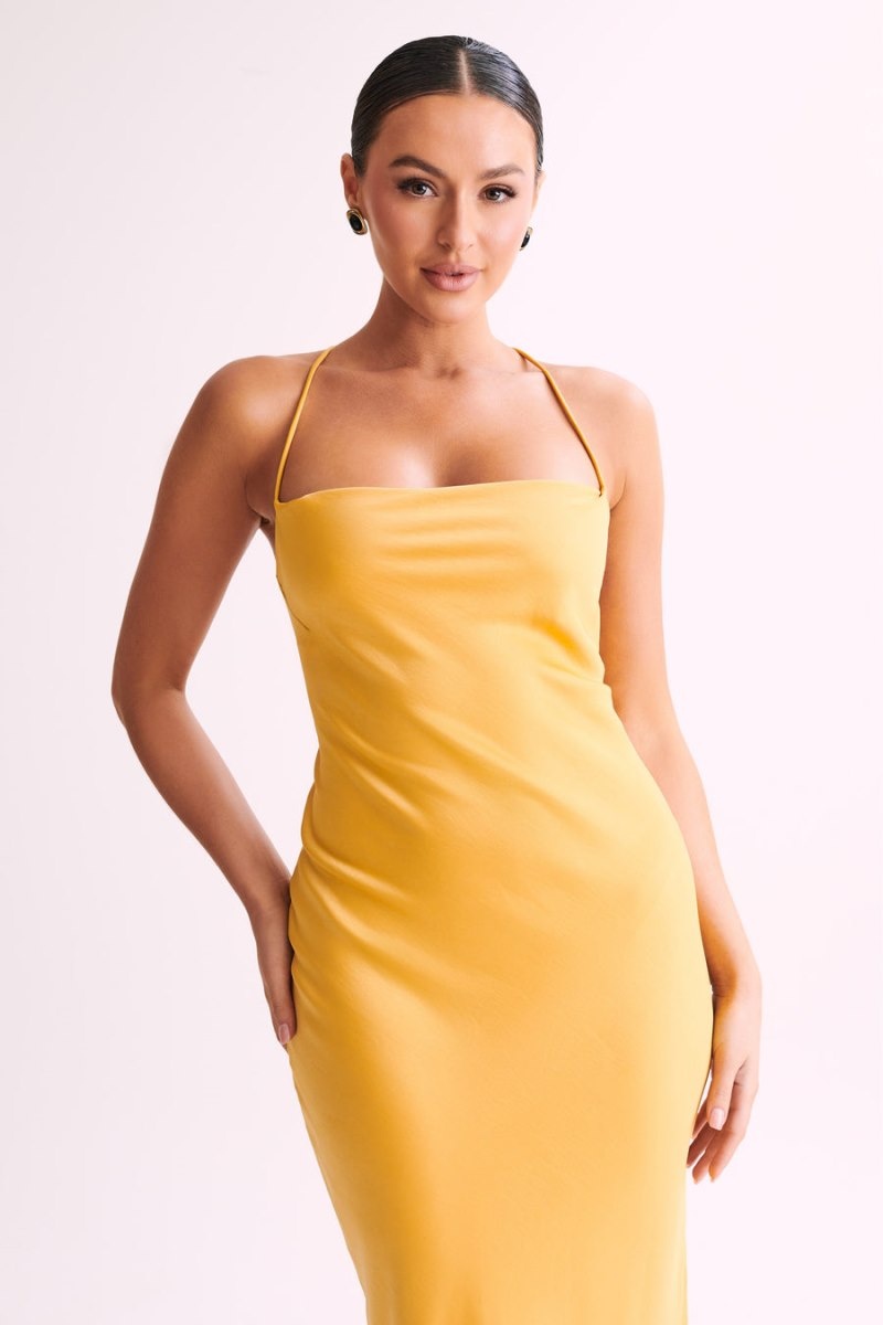 Women's Meshki Sydney Straight Neck Slip Maxi Dress Yellow Australia | K1Z-1666