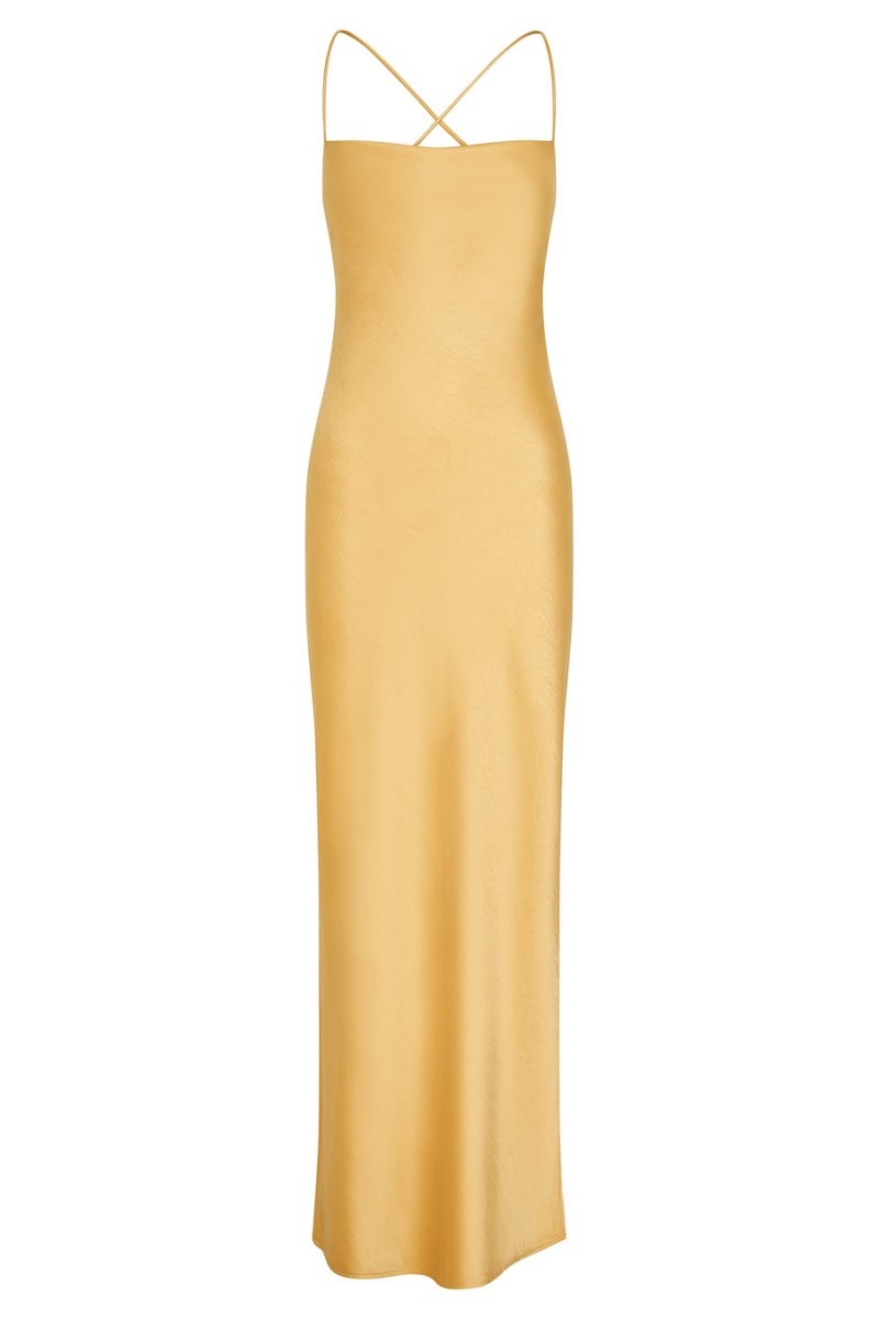 Women's Meshki Sydney Straight Neck Slip Maxi Dress Yellow Australia | K1Z-1666