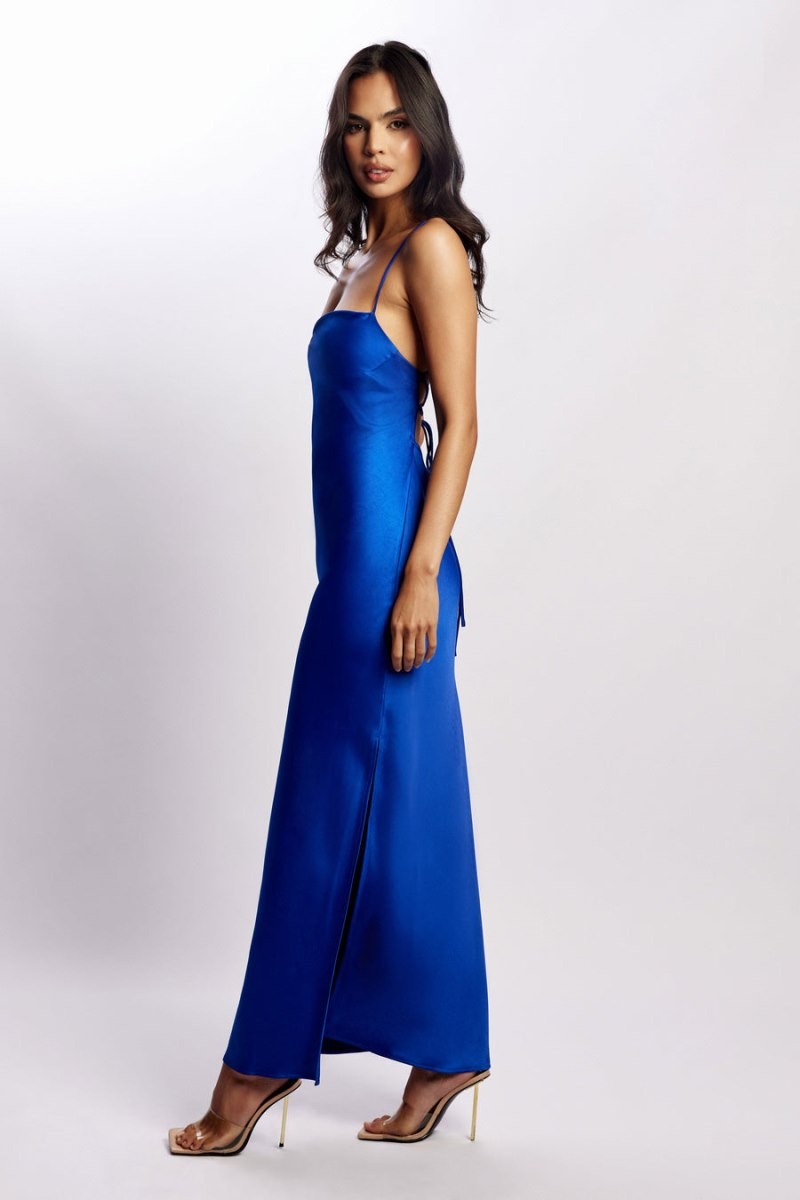 Women's Meshki Sydney Straight Neck Slip Maxi Dress Blue Australia | B0A-7664