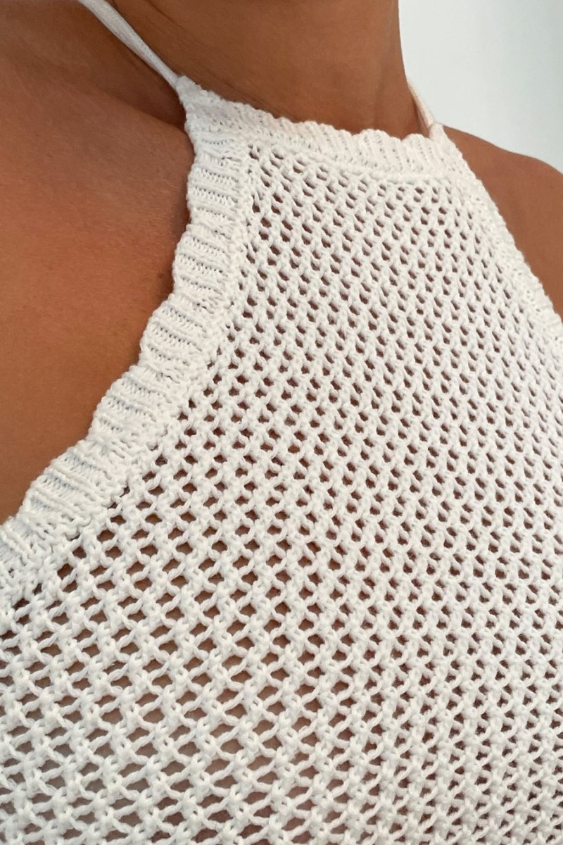 Women's Meshki Sylvana Crochet Halter Tops White Australia | B9K-6858