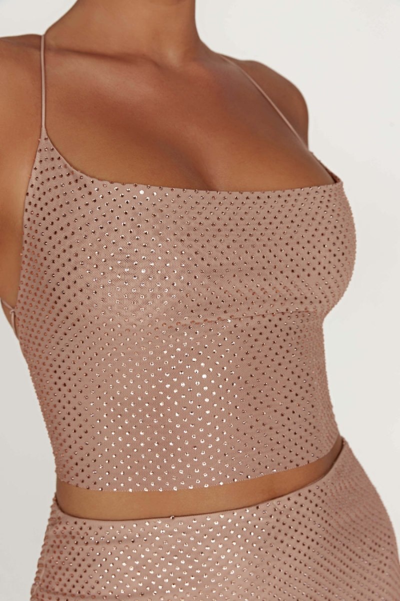 Women's Meshki Tamra Strappy Diamante Tops White Australia | P7C-2809