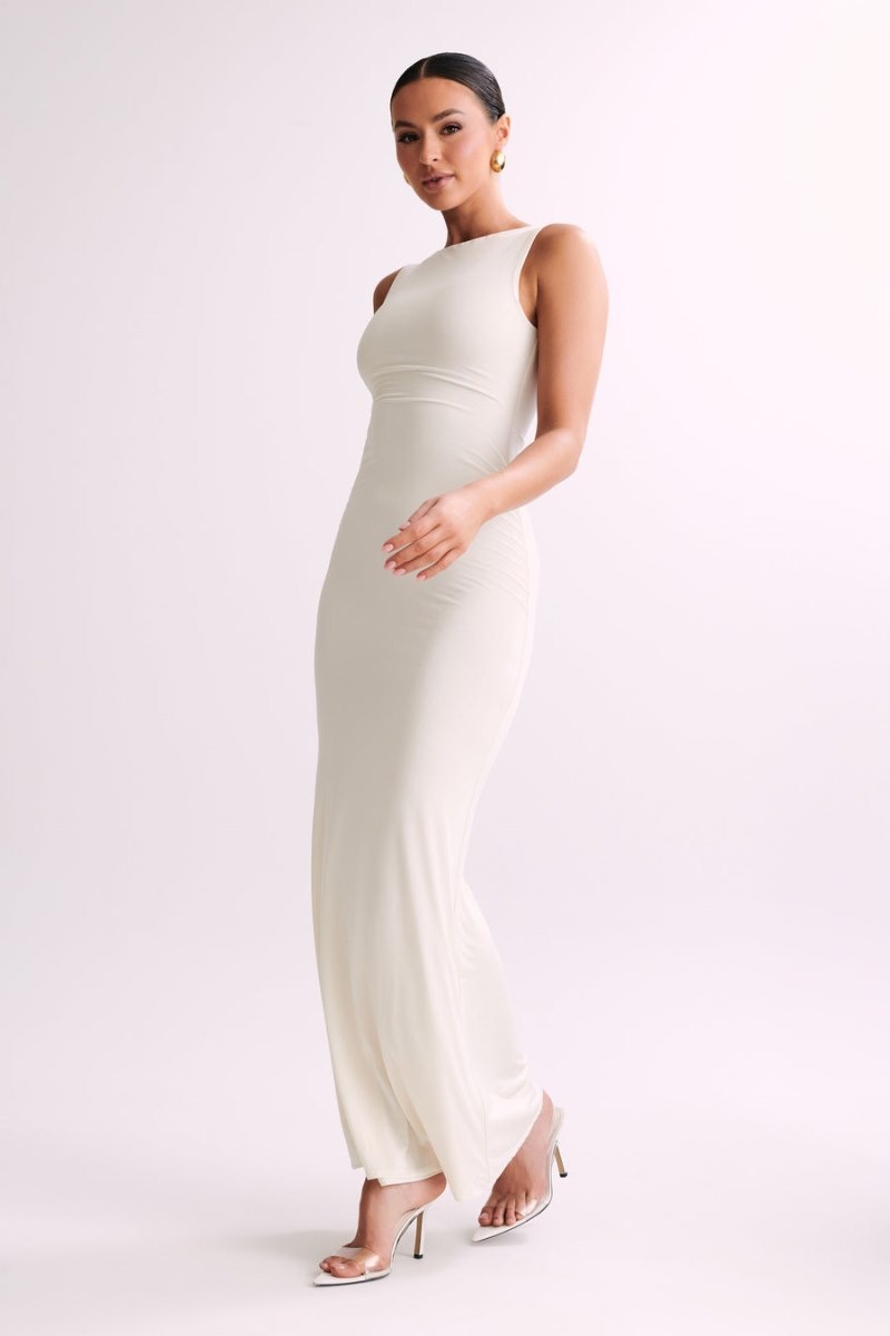 Women's Meshki Tarna Sleeveless Slinky Maxi Dress Cream Australia | R3O-5517