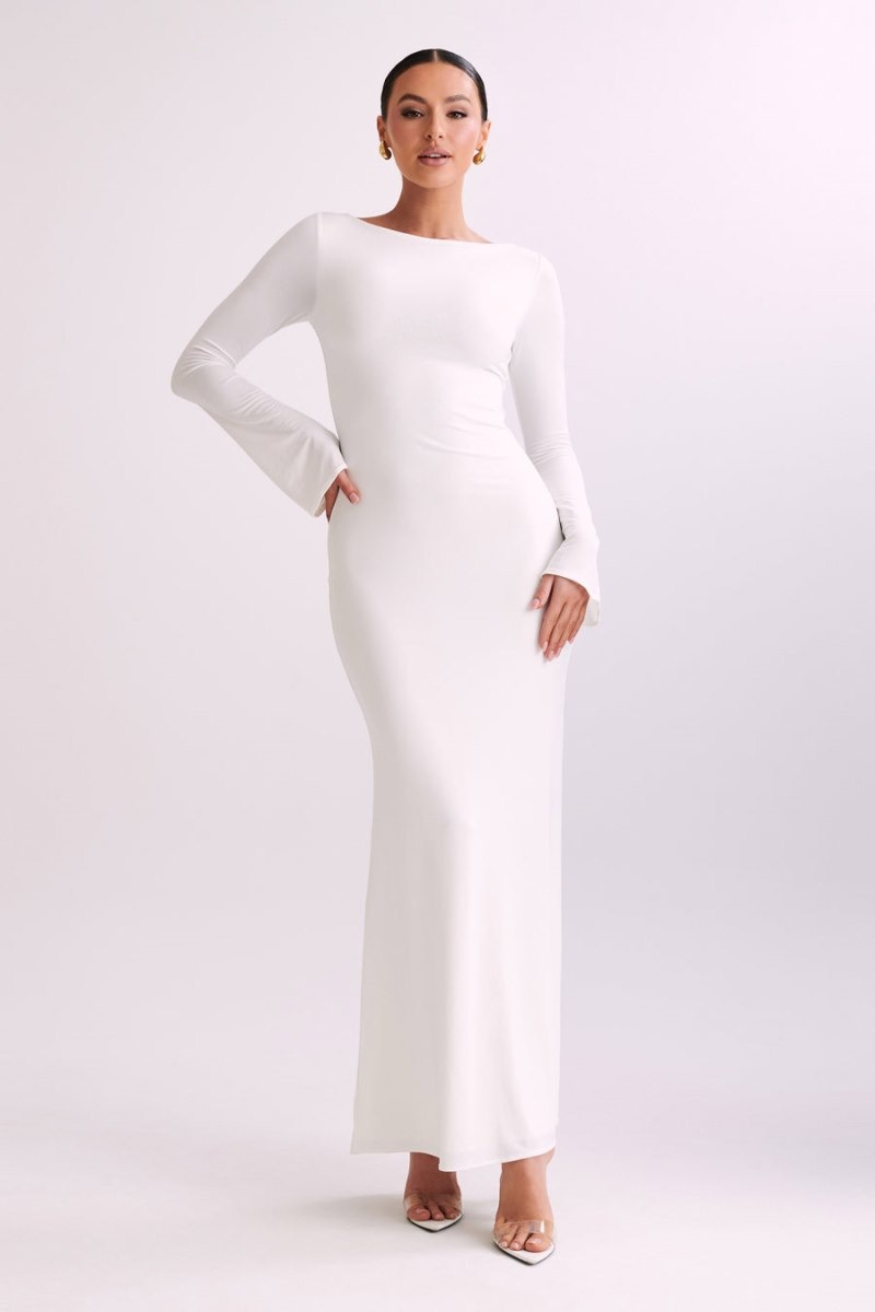 Women's Meshki Tarna Slinky Fishtail Maxi Dress White Australia | G7Z-9718