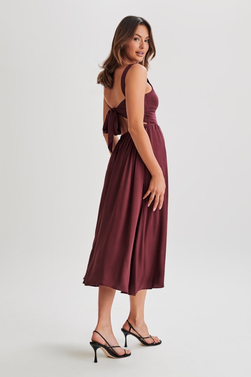 Women's Meshki Thandi Back Tie Midi Dress Purple Australia | S0S-5845