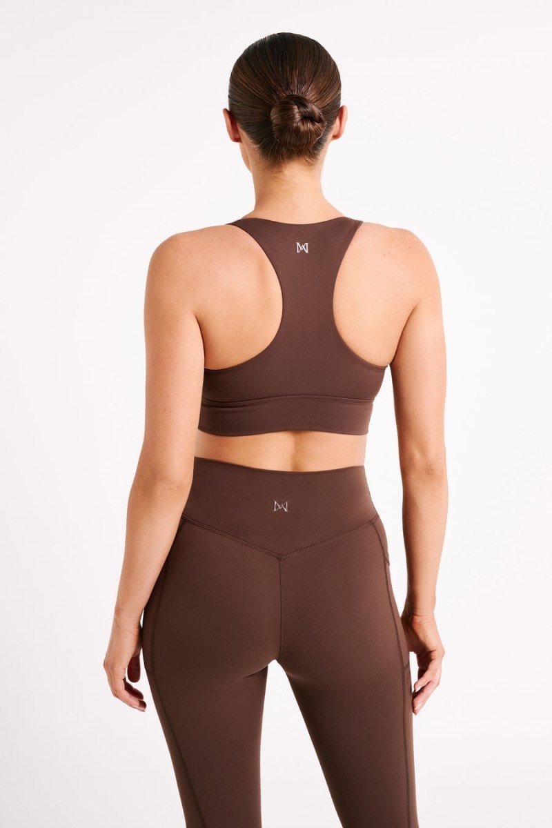 Women's Meshki Thea Racerback Crop Tops Dark Chocolate Australia | E2B-8688