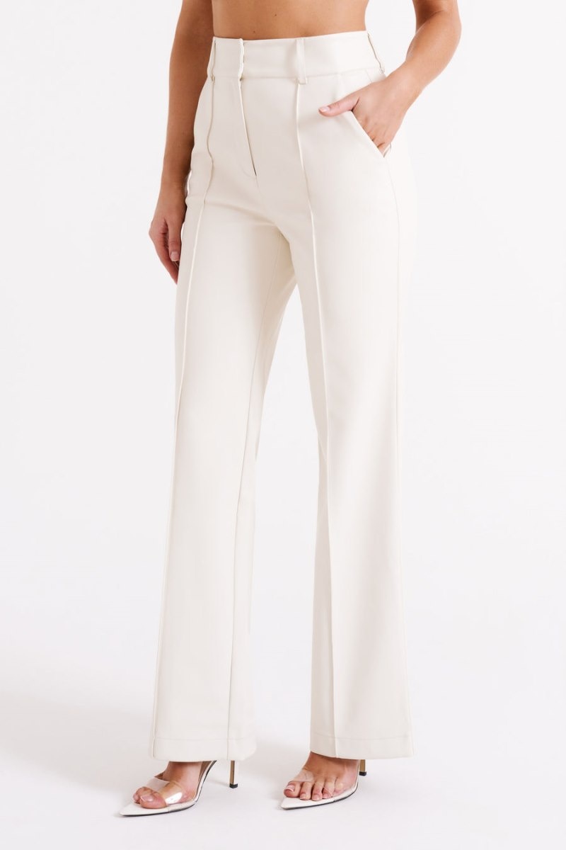 Women's Meshki Toni Faux Leather Wide Leg Pants White Australia | V0Y-6822