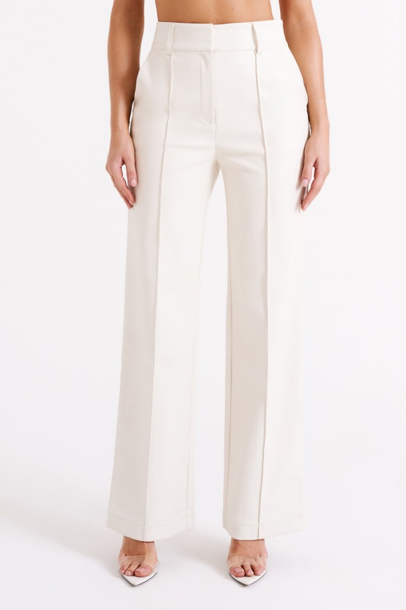 Women's Meshki Toni Faux Leather Wide Leg Pants White Australia | V0Y-6822