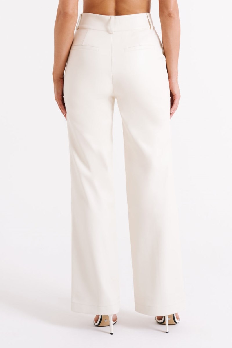 Women's Meshki Toni Faux Leather Wide Leg Pants White Australia | V0Y-6822