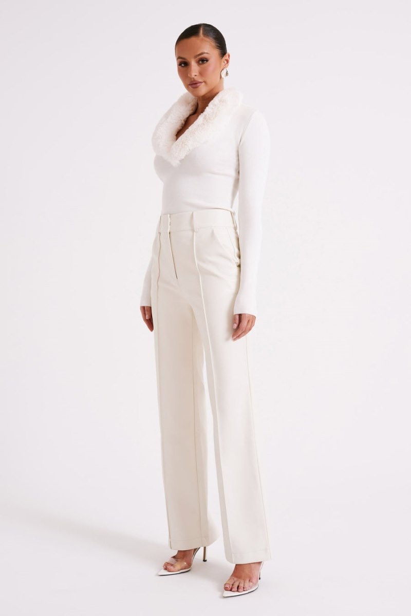 Women's Meshki Toni Faux Leather Wide Leg Pants White Australia | V0Y-6822