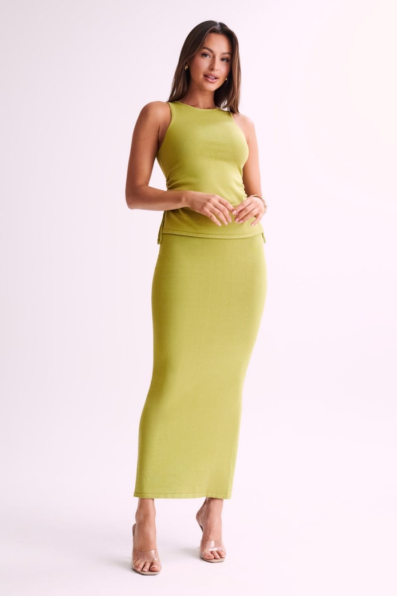 Women's Meshki Tristan Knit Maxi Skirts Green Australia | O6M-2505