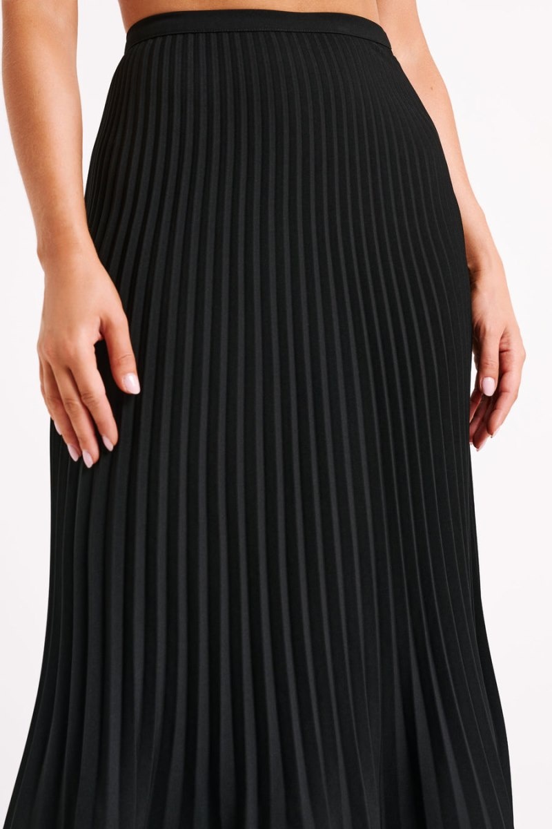 Women's Meshki Twyla Pleated Suiting Maxi Skirts Black Australia | D7H-2102