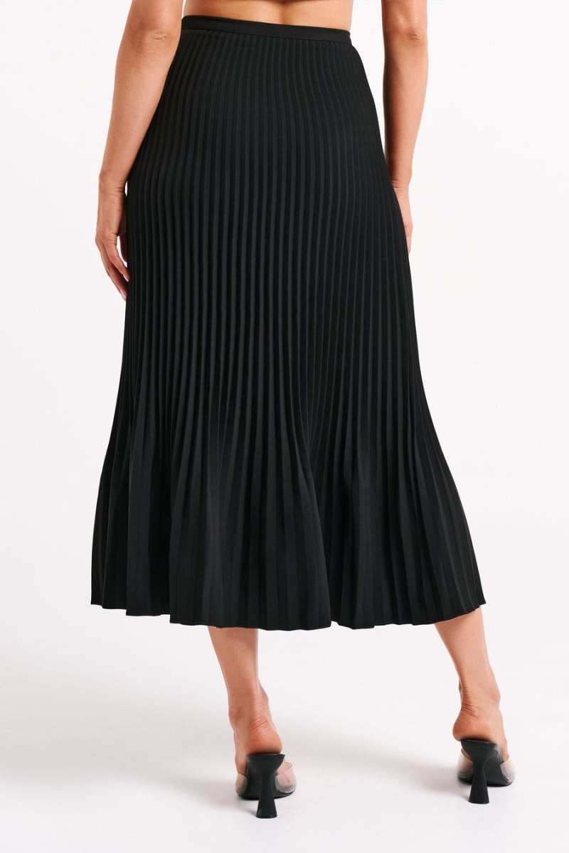 Women's Meshki Twyla Pleated Suiting Maxi Skirts Black Australia | D7H-2102