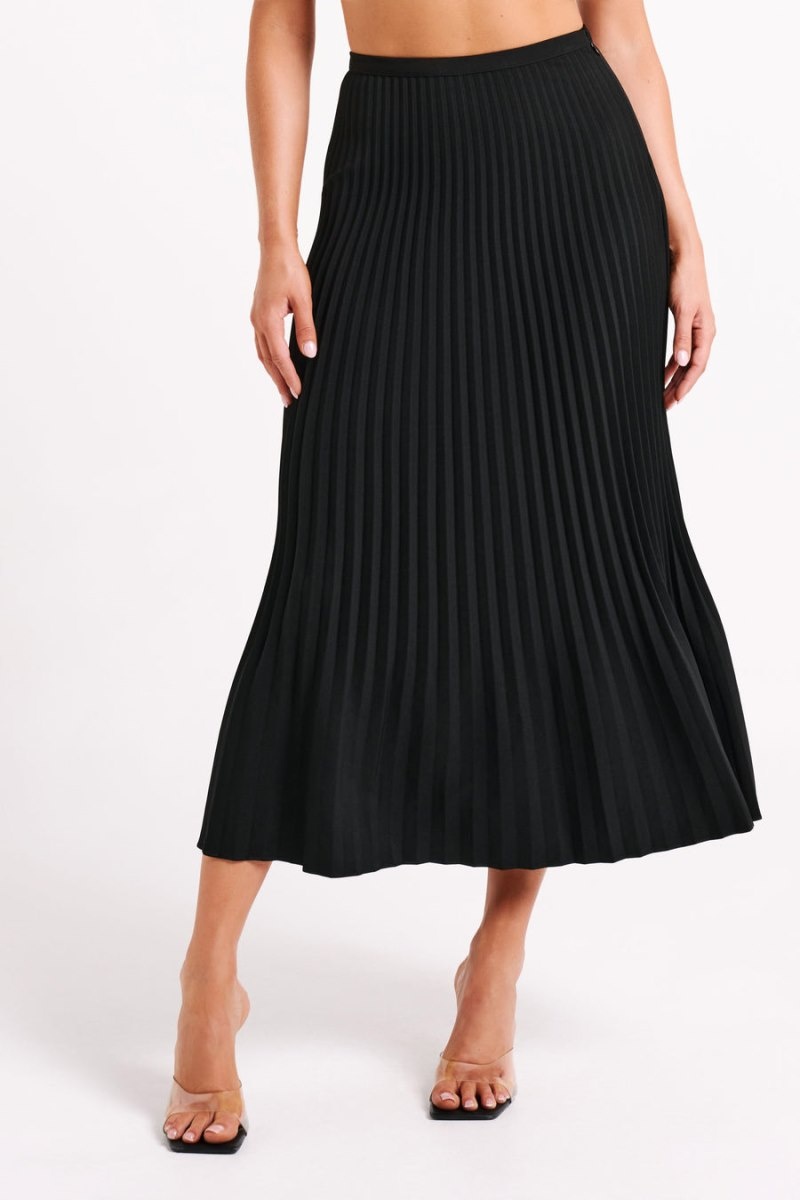 Women's Meshki Twyla Pleated Suiting Maxi Skirts Black Australia | D7H-2102