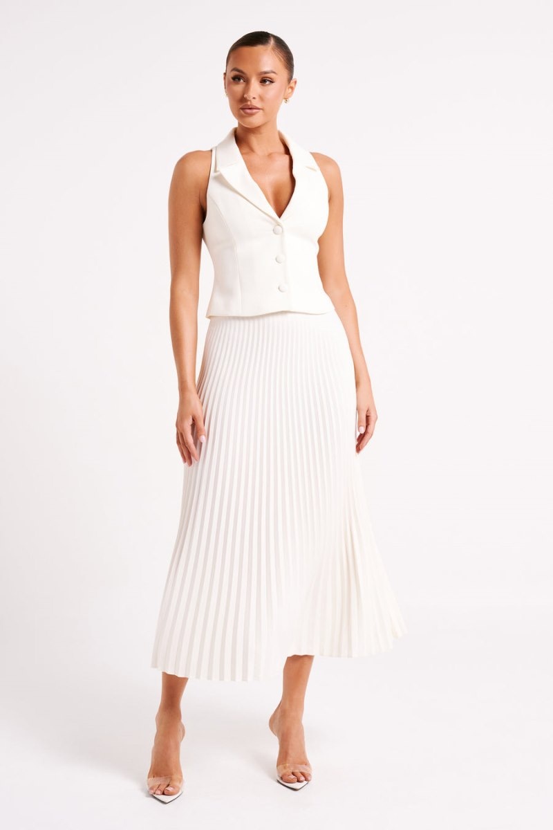 Women's Meshki Twyla Pleated Suiting Maxi Skirts White Australia | G1C-7088