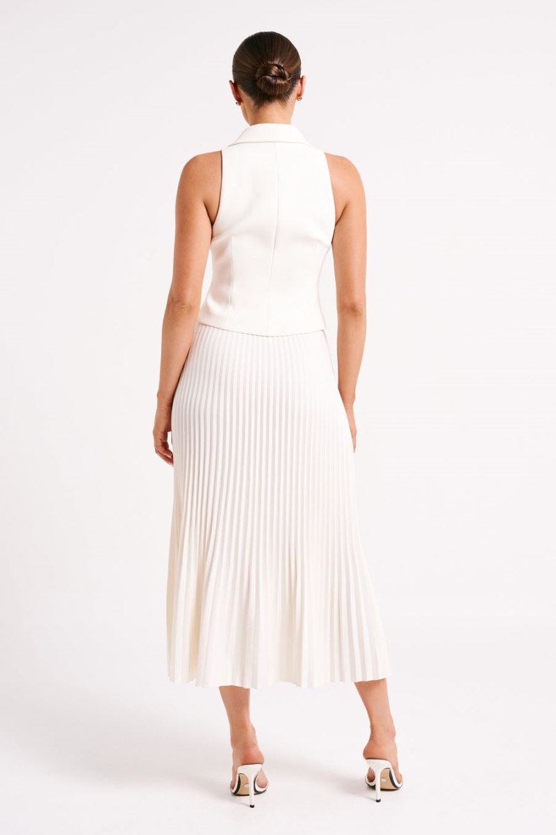 Women's Meshki Twyla Pleated Suiting Maxi Skirts White Australia | G1C-7088