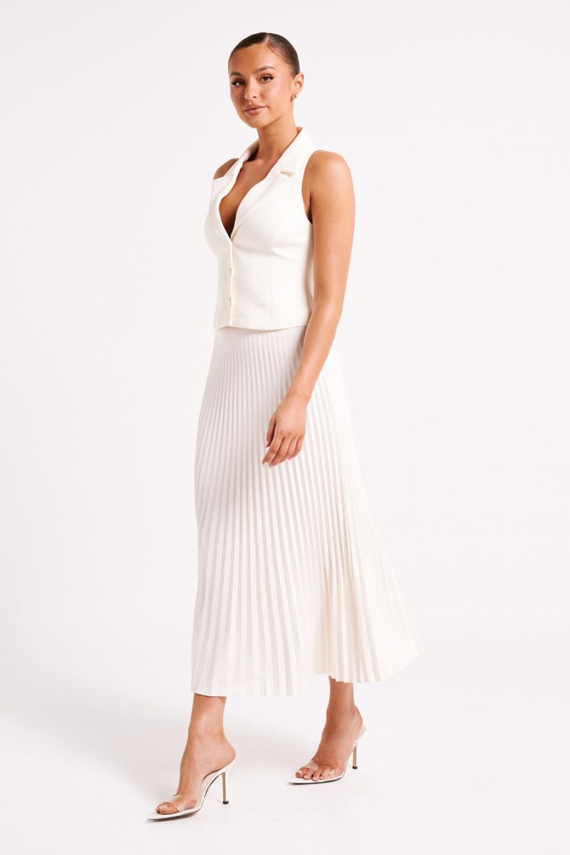 Women's Meshki Twyla Pleated Suiting Maxi Skirts White Australia | G1C-7088