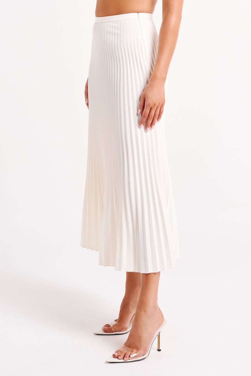 Women's Meshki Twyla Pleated Suiting Maxi Skirts White Australia | G1C-7088