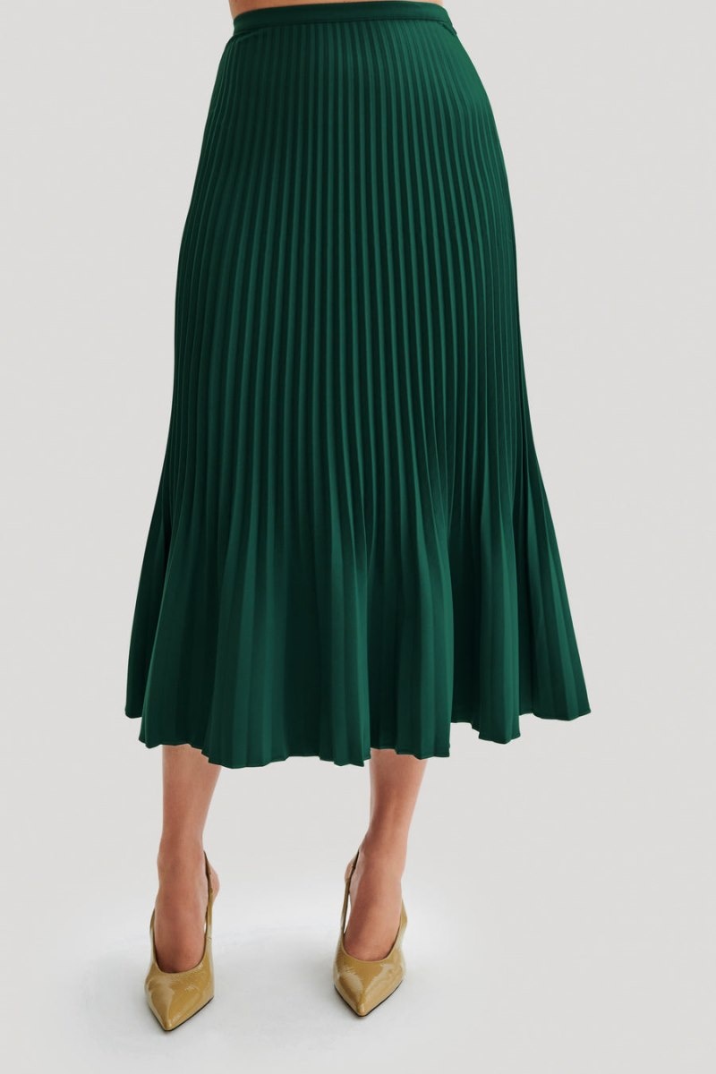 Women's Meshki Twyla Pleated Suiting Maxi Skirts Green Australia | O2L-3457