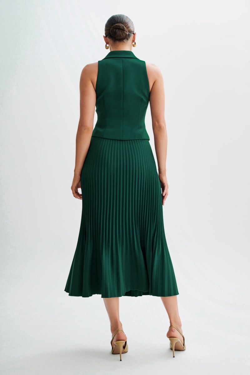 Women's Meshki Twyla Pleated Suiting Maxi Skirts Green Australia | O2L-3457