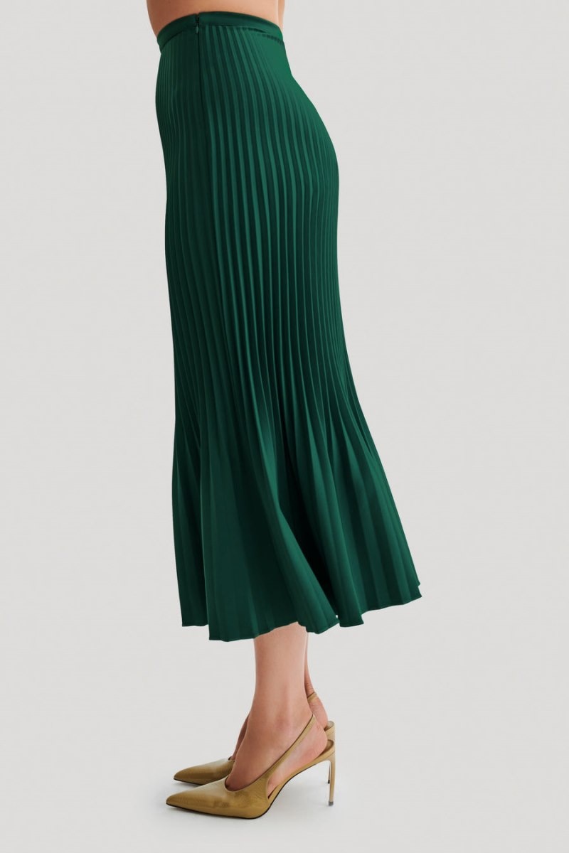 Women's Meshki Twyla Pleated Suiting Maxi Skirts Green Australia | O2L-3457