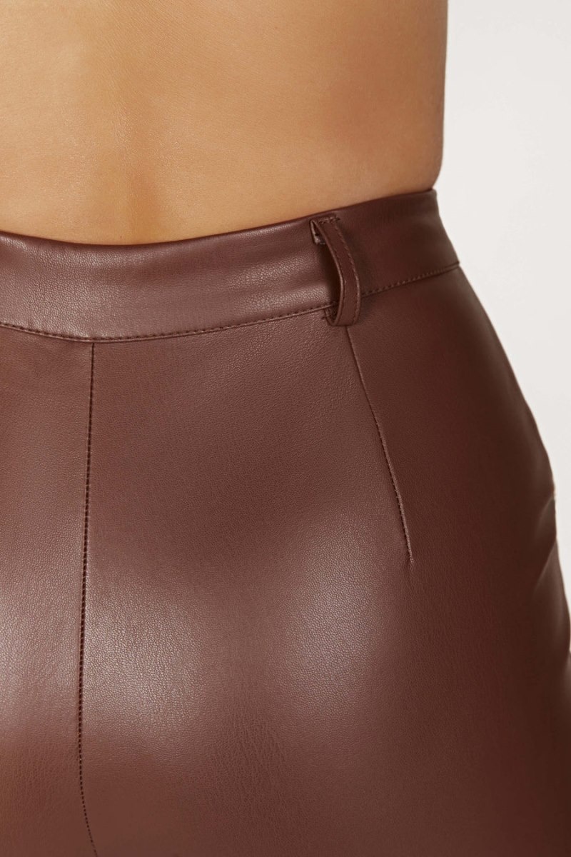 Women's Meshki Tyra Straight Leg Faux Leather Pants Chocolate Australia | N6M-1820