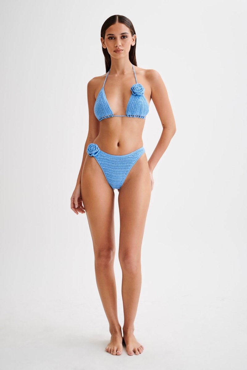 Women's Meshki Valencia Rose Crochet Bikini Bottom Bikinis Blue Australia | Q3S-9657