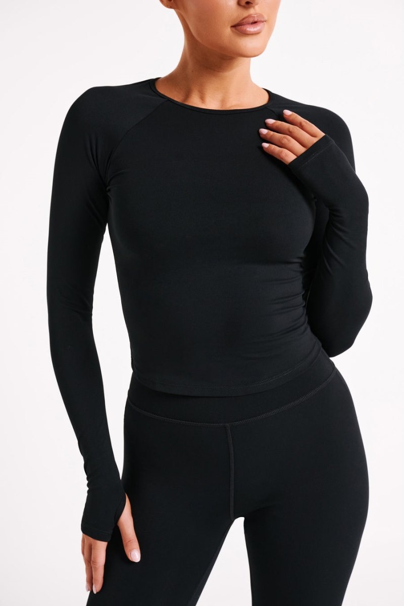 Women's Meshki Venus Long Sleeve Tops Black Australia | W6W-8006