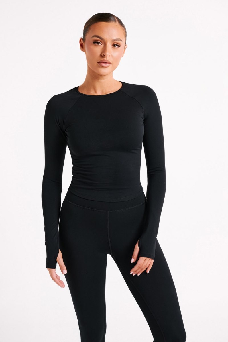 Women's Meshki Venus Long Sleeve Tops Black Australia | W6W-8006