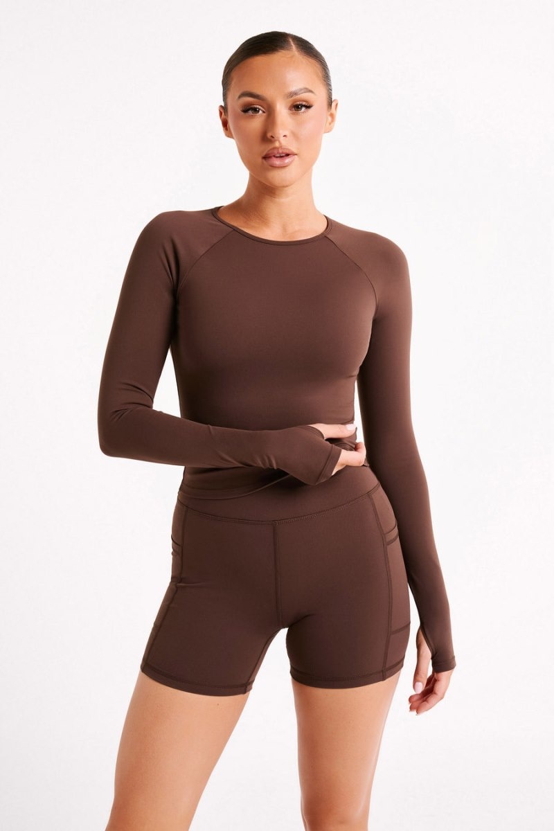 Women's Meshki Venus Long Sleeve Tops Dark Chocolate Australia | K7L-5775