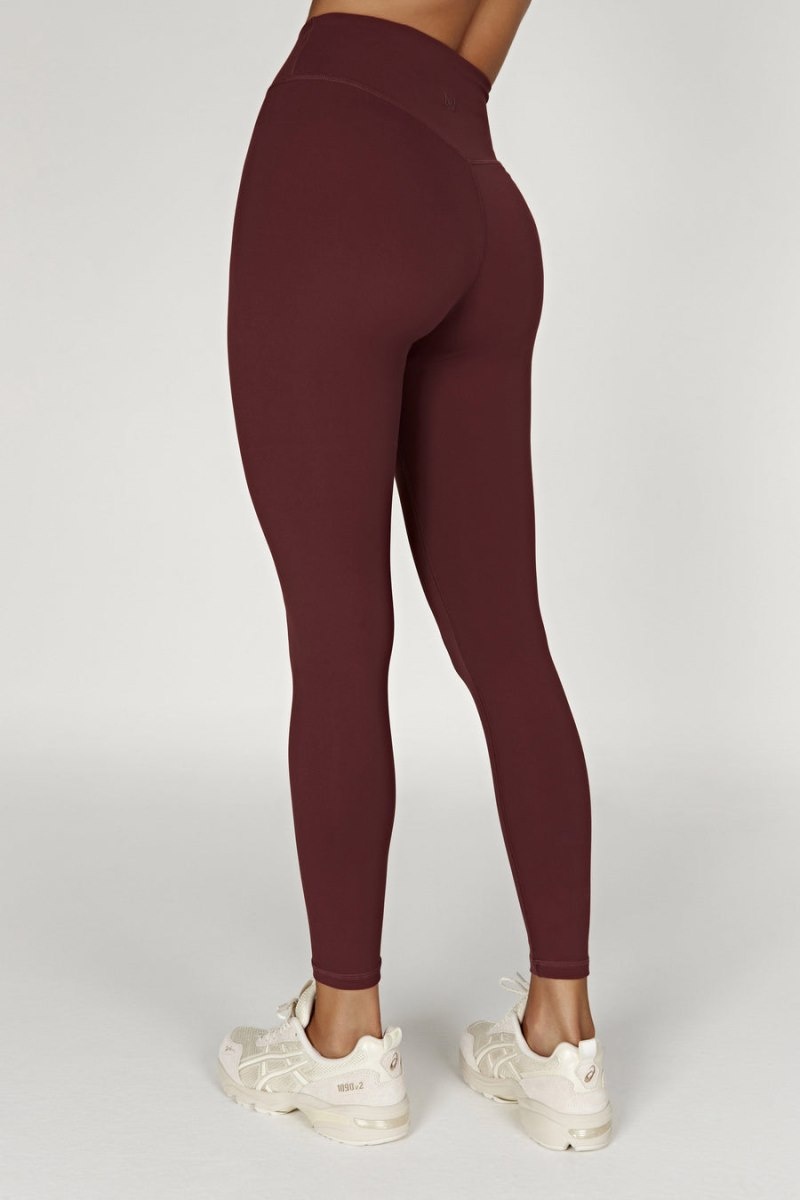 Women's Meshki Venus V Back Leggings Dark Red Australia | O1L-5361