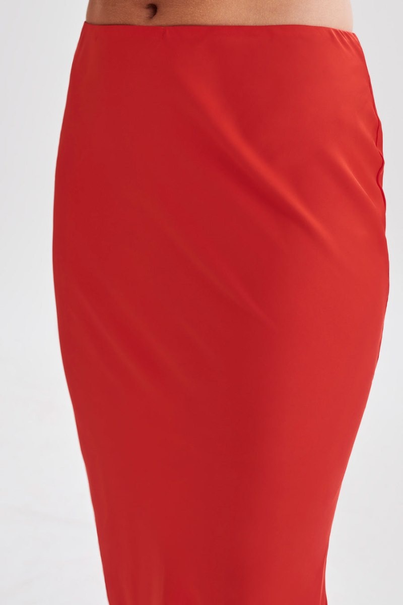 Women's Meshki Violeta Satin Maxi Skirts Red Australia | I1T-9502