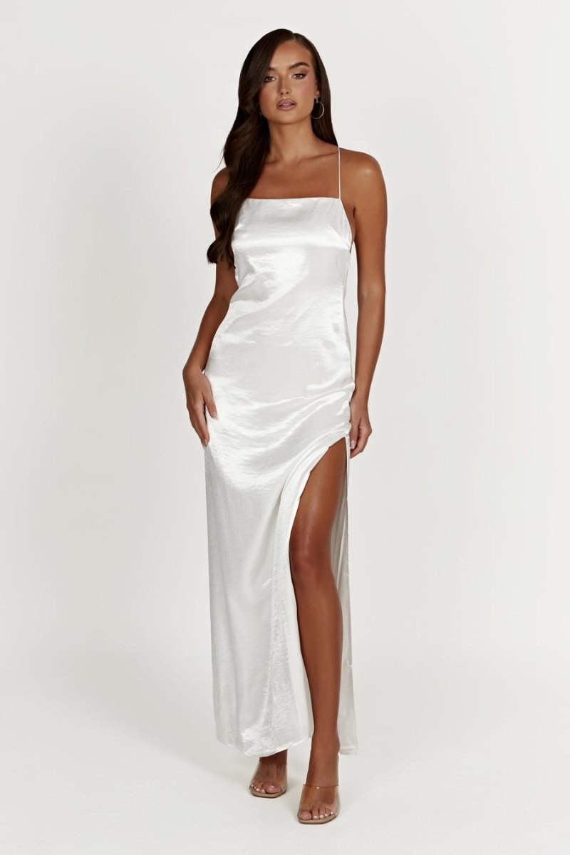 Women's Meshki Whitney Wetlook Maxi Dress White Australia | V3W-9798