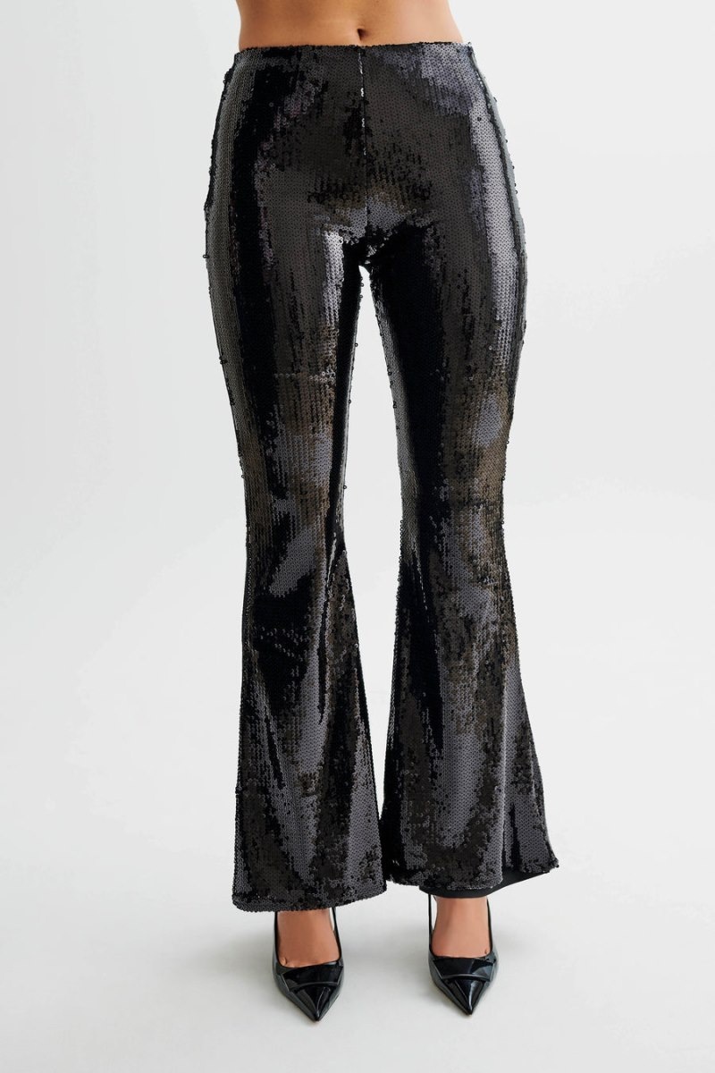 Women's Meshki Wilma Wide Leg Sequin Pants Black Australia | Y6N-6818