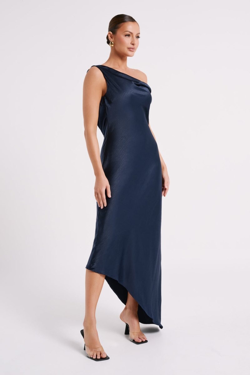 Women's Meshki Yvette Slip Asymmetrical Hem Maxi Dress Navy Australia | S3R-3634